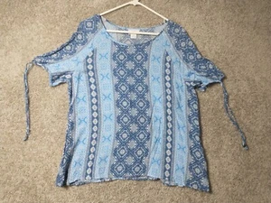 Ariat Shirt Womens Large Blue Short Sleeve Blouse Top Casual Ladies - Picture 1 of 12