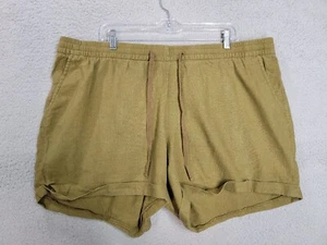 Green Linen Blend Shorts 2X Women's Navy Plus Size Elastic Waist Pull On Utility - Picture 1 of 9