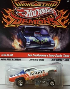 Hot Wheels Drag Strip Demons Don Prudhomme's Army Snake Cuda Funny Car  1:64 New - Picture 1 of 11