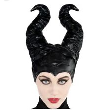 New Deluxe Disney Maleficent Costume Headpiece Evil Queen Hat Women Black Horns