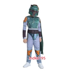Kids Boys Star Wars Boba Fett Cosplay Costume Halloween Outfits Jumpsuit - Picture 1 of 7
