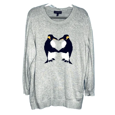 Suéter de algodón con estampado de novedad ligero corazón de pingüino para mujer 18 arte de usar Foto 1 de 4