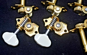 Waverly Guitar Tuners - 3x3 Gold w/ Ivoroid Butterbean Knobs - 4073-G - Picture 1 of 11