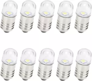 AC/DC E10 Bulbs, 10Pcs 9 Volt Warm White E10 Replacement Bulbs Miniature Screw - Picture 1 of 12
