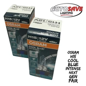 2 x OSRAM H15 Cool Blue Intense Next Gen 12V 55/15W Dipped Main Headlight Bulbs - Picture 1 of 2