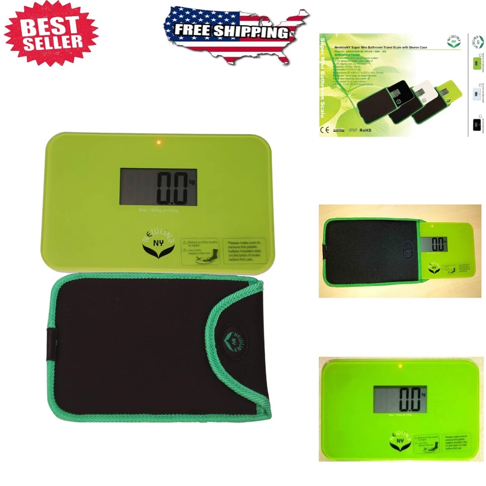 Báscula de baño portátil ligera - diseño paso a paso, capacidad 325 libras, verde Foto 1 de 4