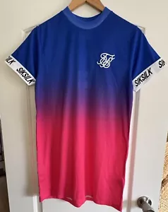 DAMEN SIKSILK FADE TAPE T-SHIRT KLEID-GRÖSSE 8-BLAU & PINK-NEU MIT ETIKETT - Bild 1 von 13