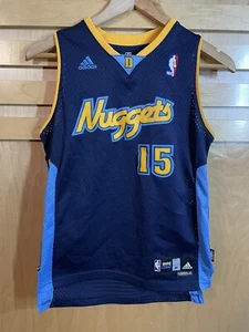 Vintage Adidas Carmelo Anthony #15 Denver Nuggets NBA Blue Sewn Jersey Youth M - Picture 1 of 10