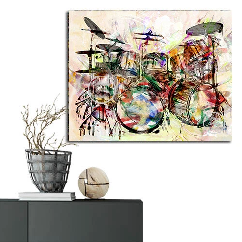 Drummer Gift, Drum Art Prints, Drum Art, Drums Poster, Drummers, Drum Set Canvas - Image 1 of 4