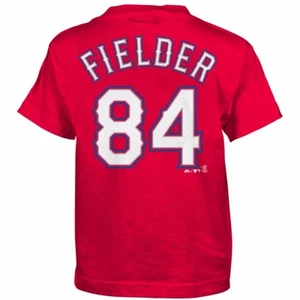 Prince Fielder Texas Rangers MLB Majestic Boy's Red Player Jersey T-Shirt - Picture 1 of 4