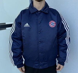 VINTAGE FC BAYERN MUNICH 1990s TRAINING JACKET MENS BOMBER SOCCER FOOTBALL RARE - Picture 1 of 15