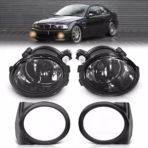 Smoke Lens HB4 9006 Bumper Fog Light Replace Assembly Fits 01-06 E46 M3 E39 M5 - Picture 1 of 6
