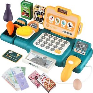Toy Till Cash Register for Kids, 36PCS Simulation Supermarket Cash Register Play