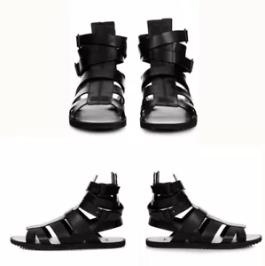 Mens Gladiator Sandals Open Toe Buckle Flats High Top Leather Sport Sandals 2024 - Picture 1 of 12