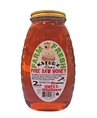 RAW HONEY SWEET WILDFLOWER 2LB 907g 100% PURE RAW USA HONEY - Image 1 of 4