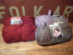 lot of 2 Patons Cobbles and 2 Bernat soft chunky. c 1 - Picture 1 of 5