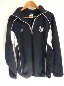 Majestic Men Vintage New York Yankees Quarter Zip Fleece Pullover Size Small - Picture 1 of 8
