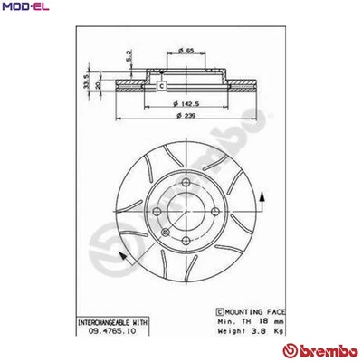 2x BRAKE DISC 09.4765.75 FOR VW SANTANA GOLF/�/Cabriolet/III/Mk/Van SCIROCCO 80 - Image 1 of 4