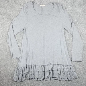 Easel Ruffle Hem Stylish Tunic Blouse Light Gray Women's Size Large - Picture 1 of 7