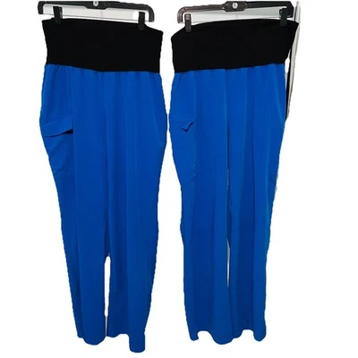 Pantalones de Maternidad AVE Talla Grande Azul Enfermera Exfoliantes Cintura Elástica Uniforme (2 en Total) Foto 1 de 4