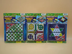 JA-RU Vintage Lot of 3 Pocket Travel MAGNETIC Games NEW Chinese Checkers, Chess+ - Picture 1 of 5