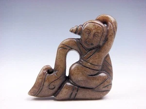 Old Nephrite Jade Stone Carved Sculpture Lady Dancer w/ Long Sleeves #01052303 - Picture 1 of 6