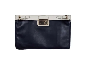 PRADA F/W 2013 Black Calfskin White Saffiano Leather Clutch Purse Bag NWT - Picture 1 of 7