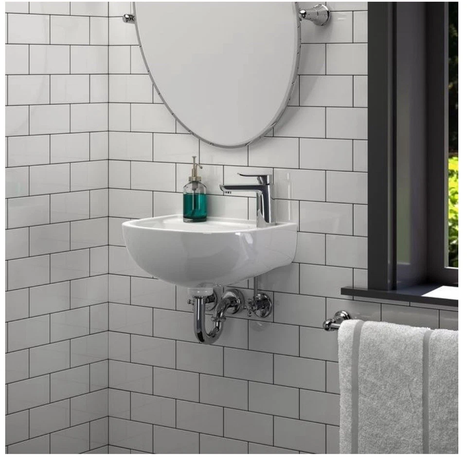 Barclay 4R-531WH Compact 15 Inch Single Basin Wall Mount Bathroom Sink, Right - Image 1 of 4