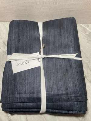 Quince RAW SILK CURTAIN PANEL room darkening NAVY 48 X 96 New open box - Image 1 of 3