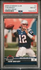 2008 Stadium Club Tom Brady 1st Day Issue #2 /1499 PSA 8 -Patriots - None Higher