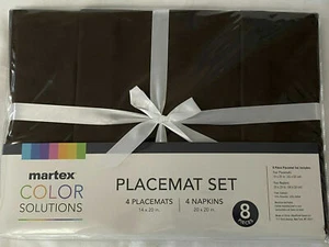 Martex Color Solutions Placemat Set (4 placemats, 4 napkins) GRAY OR CHOCOLATE - Picture 1 of 10