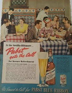 Pubblicità ristorante hotel Pabst Blue Ribbon birra L'Avana Siviglia Biltmore 1939 - Foto 1 di 1