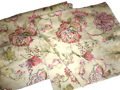 ROSE TREE COVENTRY GREEN ROSE JACOBEAN FLORAL (2) CURTAINS PANELS 47X88 - Image 1 of 4