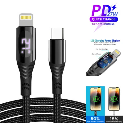 27W LED Type-C USB-C Charger Cable Cord For iPhone XS 14 13 12 11 Pro Max SE 8 7 - Image 1 of 4