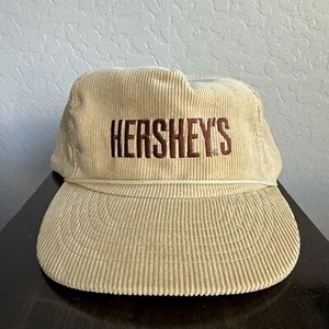 Vintage 80s 90s Hersheys Corduroy Snapback Hay Cream/Tan - Picture 1 of 4