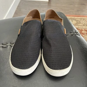 OluKai Pehuea Black Mesh Fold Back Slip On Loafers Woman's Size 9 US 39 EU - Picture 1 of 7