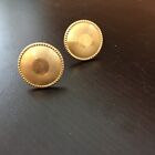 Vintage Gold-Tone Plain Oval Cufflinks with Textured Design Mens Jewelry