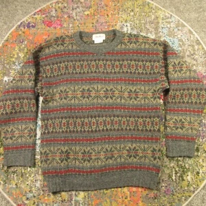 Eddie Bauer Wool Blend Sweater Mens L Winter Nordic Fair Isle Pullover Crew EUC - Picture 1 of 8