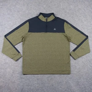 Felpa Deolax uomo verde medio golf pullover quarto zip abbigliamento attivo palestra - Foto 1 di 12