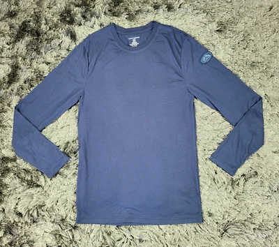 Lucky Brand Sleepwear T-Shirt Mens Small Blue Long Sleeve Embroidered Logo Patch - Image 1 of 4