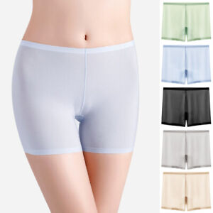 Womens Ice Silk Safety Pants Shorts Boxer Briefs Underwear Seamless Underpants