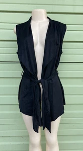 New ZARA Woman Black belted faux suede waistcoat sleeveless Small 4798 new - Picture 1 of 7