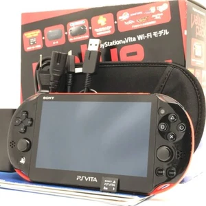 SONY PS Vita PCH-2000 Slim Red Black Wi-Fi LCD w/ Charger, Box, 8GB "Near Mint" - Picture 1 of 12