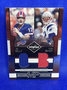 2008 Leaf Limited Matching Positions Tom Brady Jim Kelly Jersey Patch Dual /100