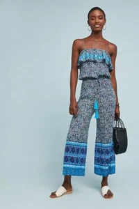 NUEVO Anthropologie RAGA Blue Lagoon Volantes Top Mono Talla Mediana Precio de venta sugerido por el fabricante $128 Nuevo con etiquetas - Imagen 1 de 3