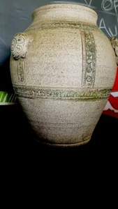 Vintage Thai Pottery Hand Decorated Enamel Stoneware Vase - Picture 1 of 8