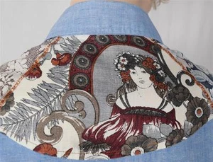 Vtg 1970's MUCHA Nouveau PaTcHwOrK Yoked Western Denim ROck STaR HiPPiE Shirt XL - Picture 1 of 12