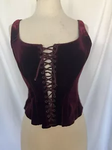Vintage Gigi Clarke Velvet Corset Bustier Top Burgundy Size 3 (M?) - Picture 1 of 5