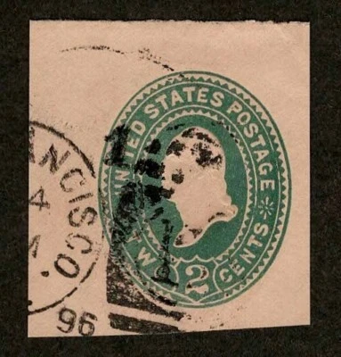 US 1887 #U315 Green 2c Washington Early Cut Square (Manila) San Francisco Cancel - Image 1 of 2