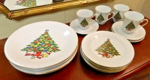 Trisa 16pc Four Place Setting Christmas Tree Dinnerware Open Box - Nice! - Picture 1 of 9